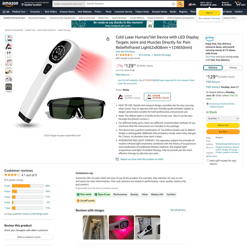 KTS Handheld Laser Pain Treatment Device